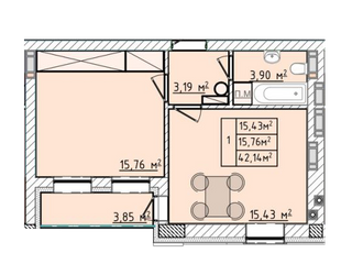 1-кімнатна 42.14 м² в ЖК Сонячні Пагорби від 14 000 грн/м², м. Пустомити