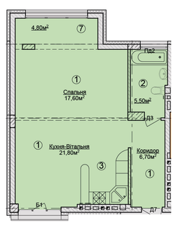 1-кімнатна 58.9 м² в КБ Rezydencja Zalizna Voda від 53 950 грн/м², Львів