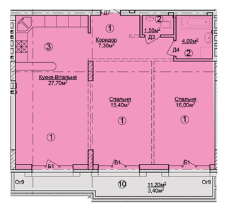 2-комнатная 77 м² в КД Rezydencja Zalizna Voda от 47 200 грн/м², Львов