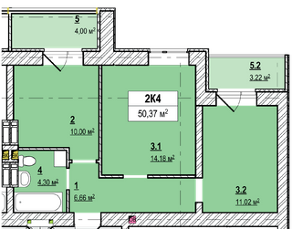 2-кімнатна 50.37 м² в ЖК Вишгород Сіті Парк від 18 500 грн/м², м. Вишгород