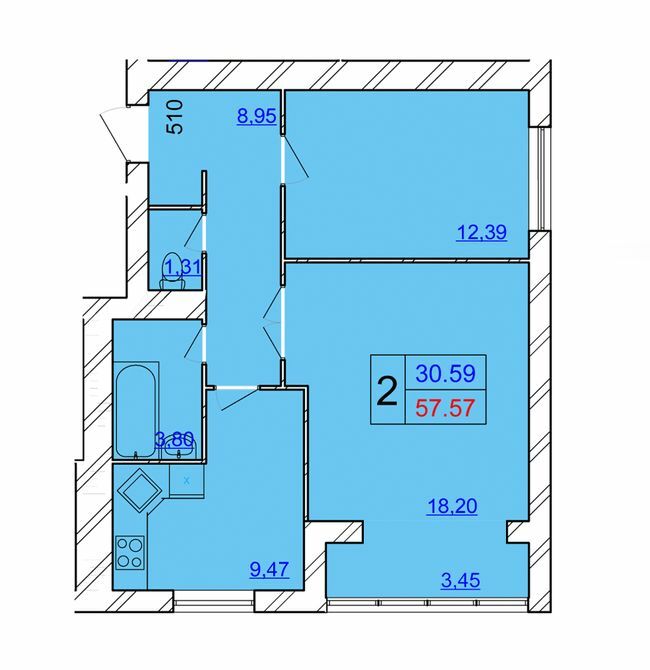 2-комнатная 57.57 м² в ЖК Avila Sky от 10 300 грн/м², Хмельницкий