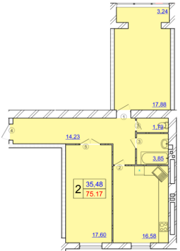 2-комнатная 75.17 м² в ЖК Avila comfort 2 от 14 500 грн/м², Хмельницкий