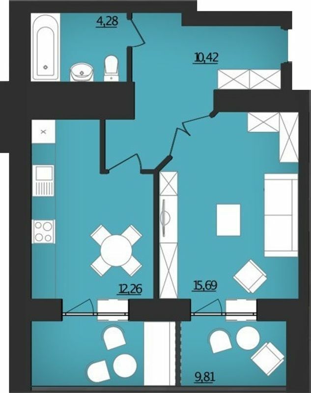 1-кімнатна 52.46 м² в ЖК Комфорт від 15 200 грн/м², Хмельницький