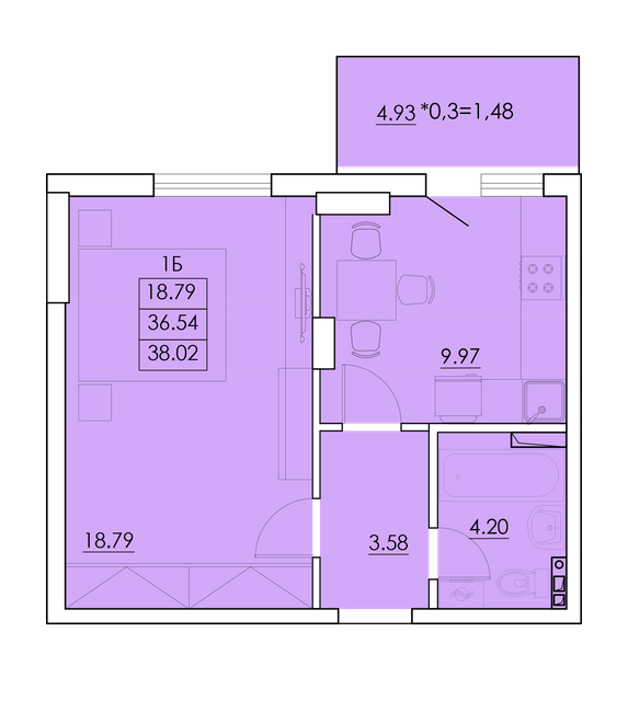 1-кімнатна 38.02 м² в ЖК Ventum від 17 350 грн/м², с. Крижанівка