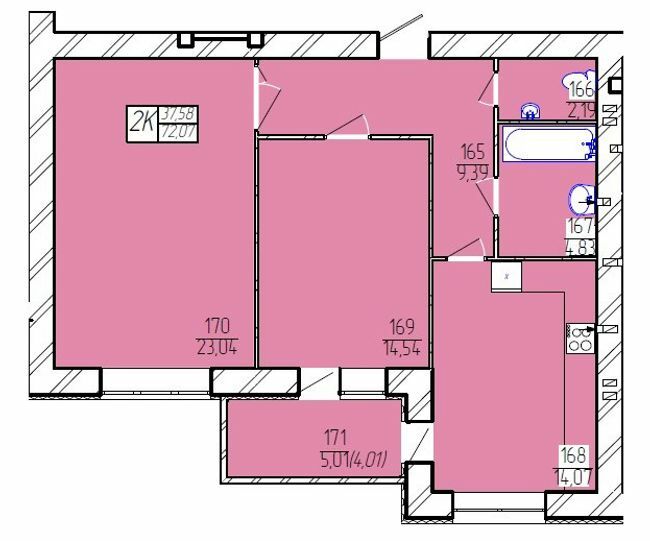 2-кімнатна 72.07 м² в ЖК Гармонія-3 від 12 500 грн/м², Хмельницький