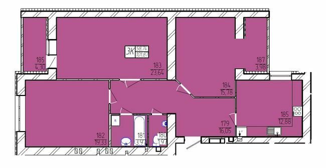 3-комнатная 101.87 м² в ЖК Гармонія-3 от 12 000 грн/м², Хмельницкий