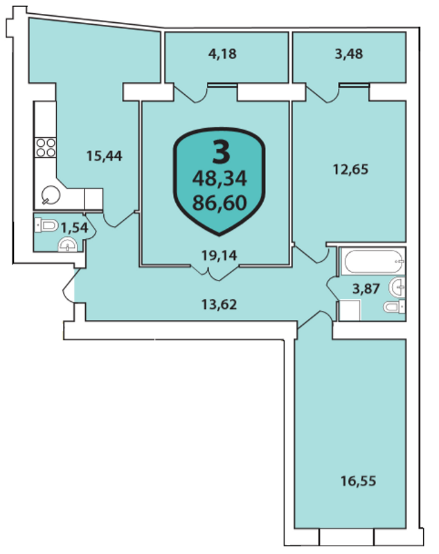 3-кімнатна 86.6 м² в ЖК Олімпійський від 16 500 грн/м², Хмельницький