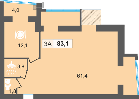 3-кімнатна 83 м² в ЖК PodilSky від 10 500 грн/м², м. Кам`янець-Подільський