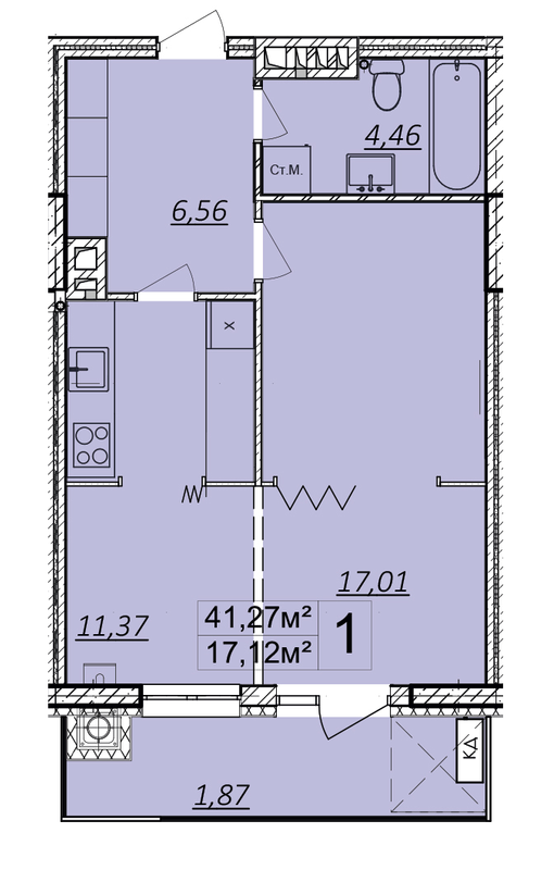 1-кімнатна 41.27 м² в ЖК Дружба Хаус від 11 000 грн/м², м. Волочиськ