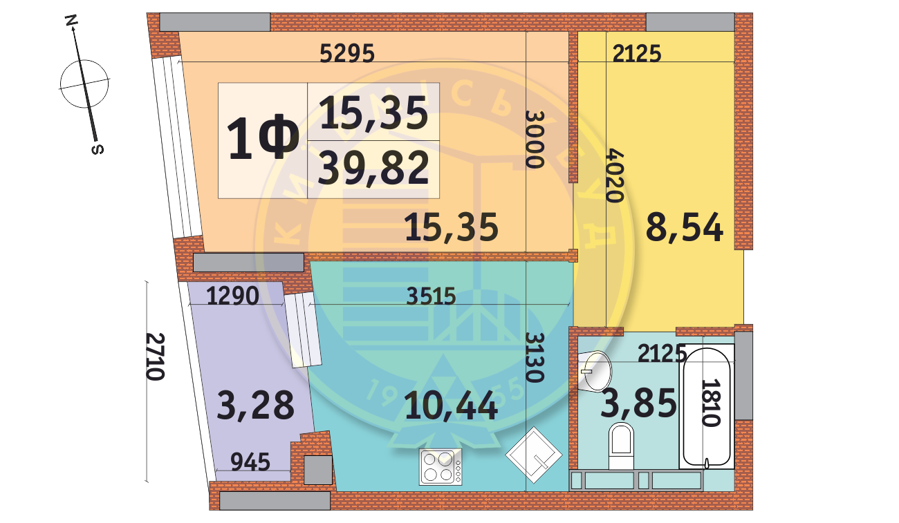 1-комнатная 39.82 м² в ЖК Итальянский квартал от 24 840 грн/м², Киев