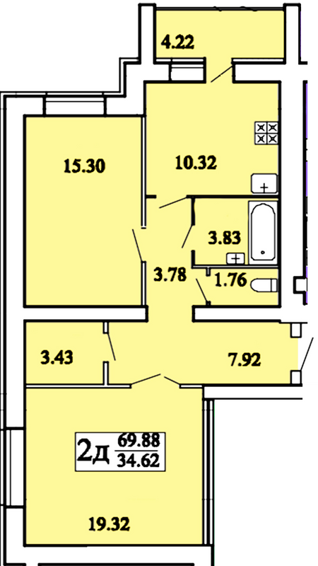 2-комнатная 69.88 м² в ЖК Дом от 13 000 грн/м², Хмельницкий