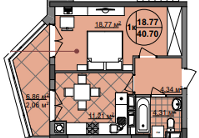 1-кімнатна 40.7 м² в ЖК Imperial Park Avenue від 16 300 грн/м², Чернівці