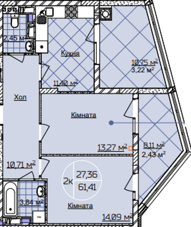 2-кімнатна 61.41 м² в ЖК Imperial Park Avenue від 16 600 грн/м², Чернівці