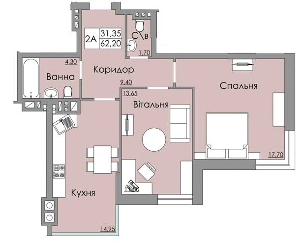 2-кімнатна 62.2 м² в ЖК Панда від 22 750 грн/м², Чернівці