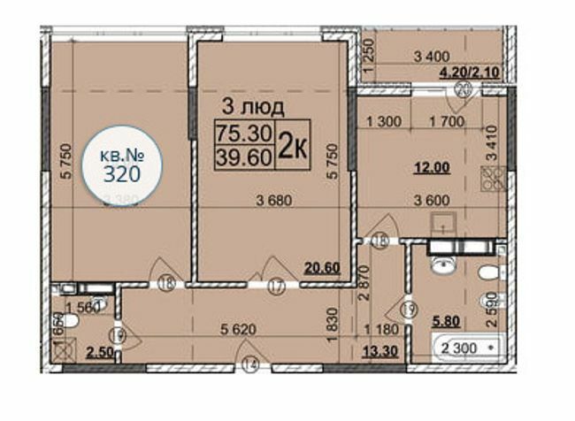 2-комнатная 75.3 м² в Мкрн Зоряний от 26 300 грн/м², Черновцы