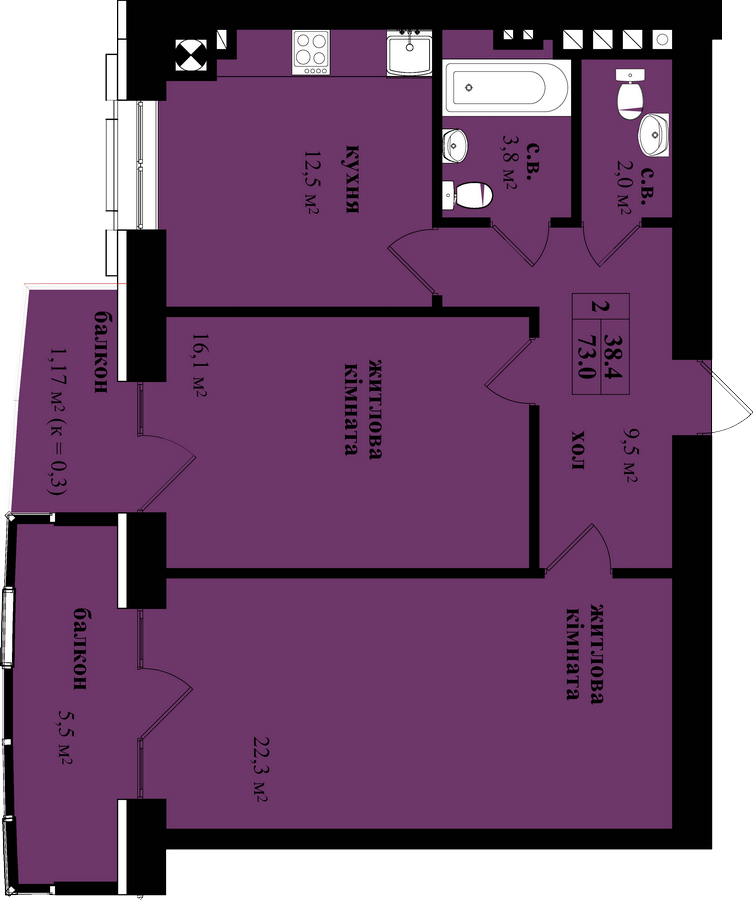 2-комнатная 73 м² в ЖК на ул. Героев Майдана, 150 от 20 950 грн/м², Черновцы