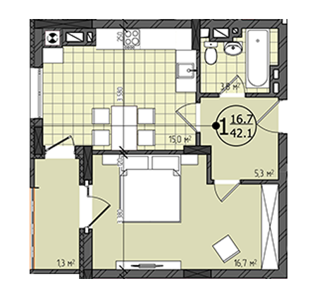 1-комнатная 42.1 м² в ЖК Престижный от 15 950 грн/м², Черновцы