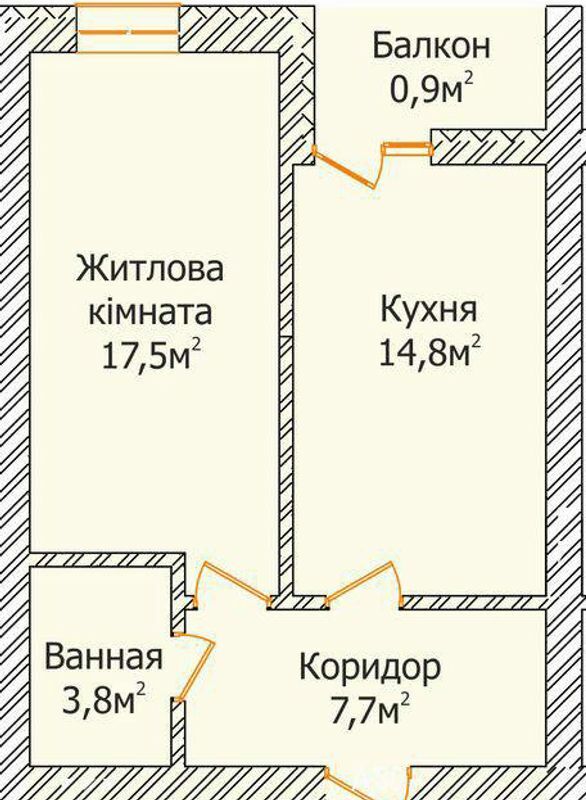 1-комнатная 44.7 м² в ЖК Сонячне містечко от застройщика, Черновцы
