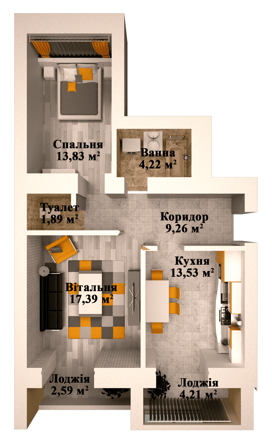 2-кімнатна 67.13 м² в ЖК Caramel Residence від забудовника, Луцьк