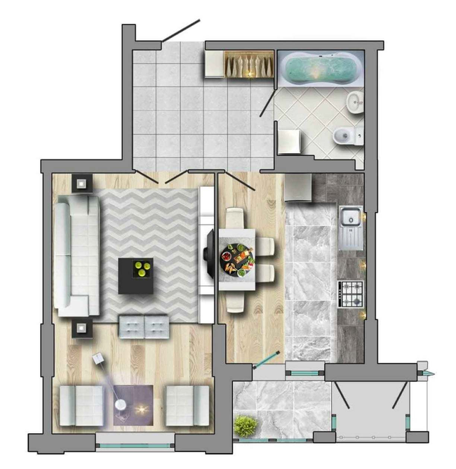 1-комнатная 51.86 м² в ЖК КиевSky от застройщика, Чернигов