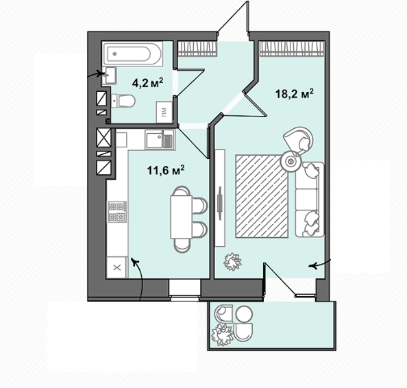 1-кімнатна 39.1 м² в ЖК Dream Town від 15 850 грн/м², Луцьк