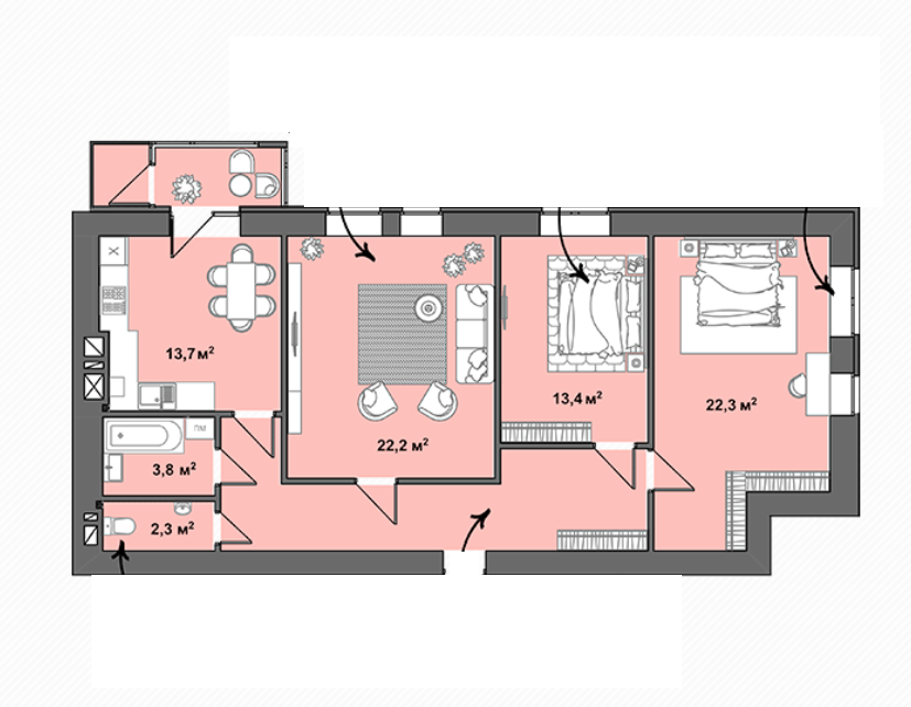 3-комнатная 97.3 м² в ЖК Dream Town от застройщика, Луцк