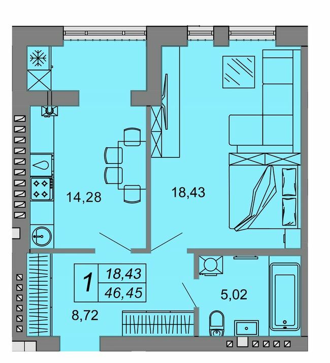 1-комнатная 46.45 м² в ЖК Юпитер от 15 000 грн/м², с. Липины