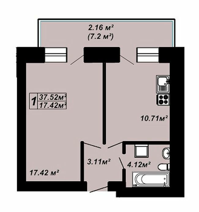 1-кімнатна 37.52 м² в ЖК Сафрон від 14 000 грн/м², Луцьк