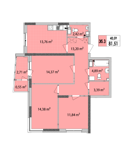 3-кімнатна 81.51 м² в ЖК Сирецькі сади від 18 775 грн/м², Київ