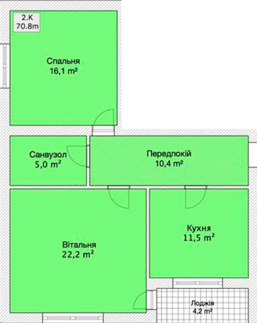 2-комнатная 70.8 м² в ЖК на ул. Агатангела Крымского, 28 от 17 800 грн/м², Винница