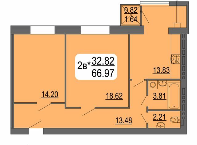 2-кімнатна 66.97 м² в ЖК Сімейний комфорт від 12 150 грн/м², Вінниця