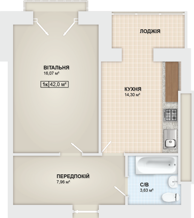 1-кімнатна 42 м² в ЖК Містечко Мануфактура від 13 900 грн/м², Івано-Франківськ