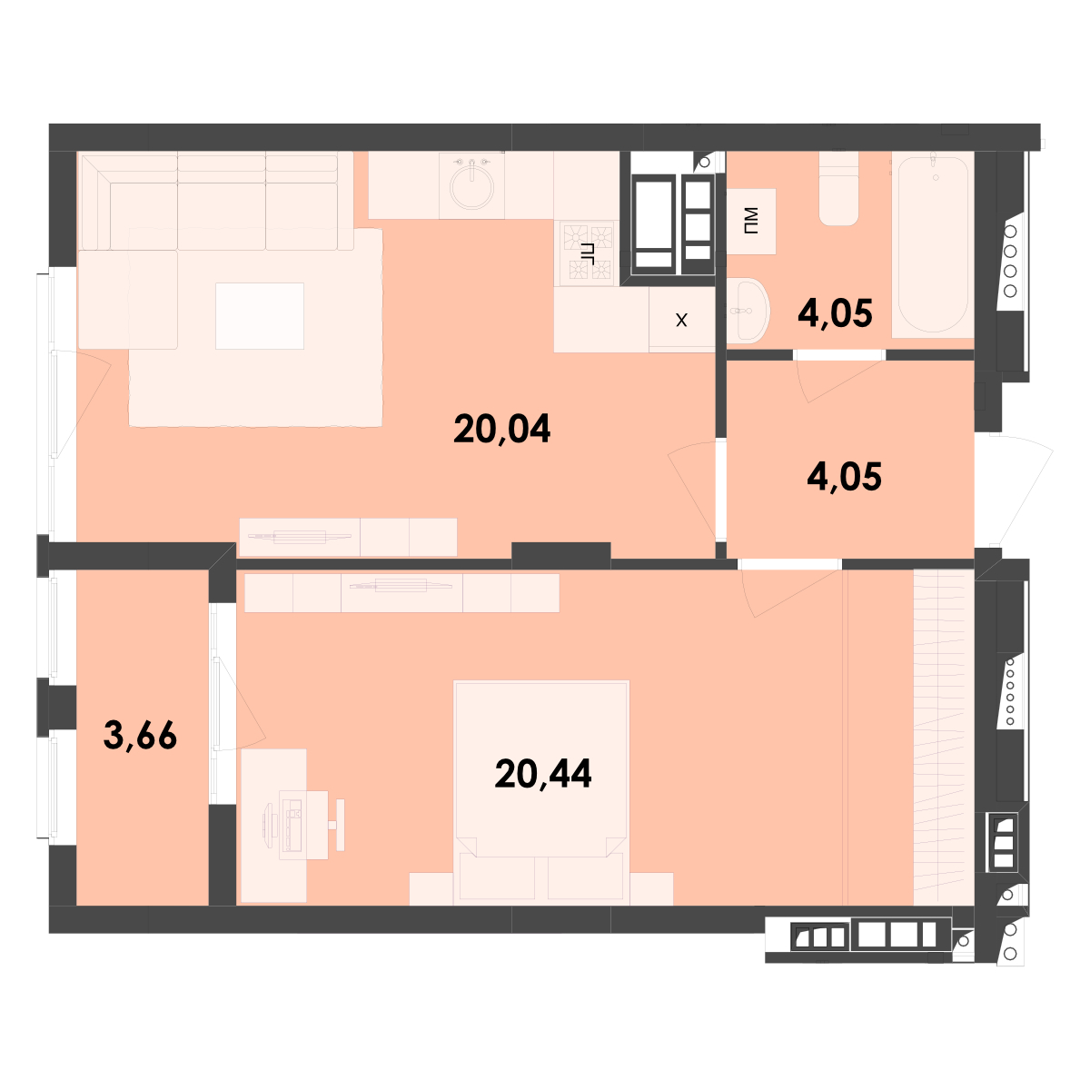 1-кімнатна 52.24 м² в ЖК River City від 19 100 грн/м², Житомир
