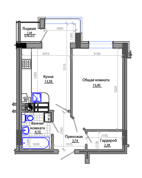 1-комнатная 39.42 м² в ЖК Фаворит от 16 900 грн/м², Житомир