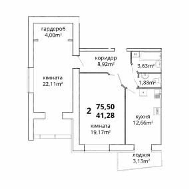 2-комнатная 75.5 м² в ЖК Шодуар от застройщика, Житомир