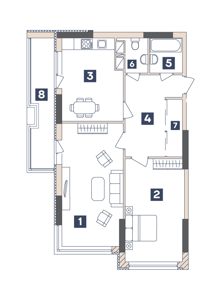 2-кімнатна 71.44 м² в ЖК Central від 20 900 грн/м², Запоріжжя