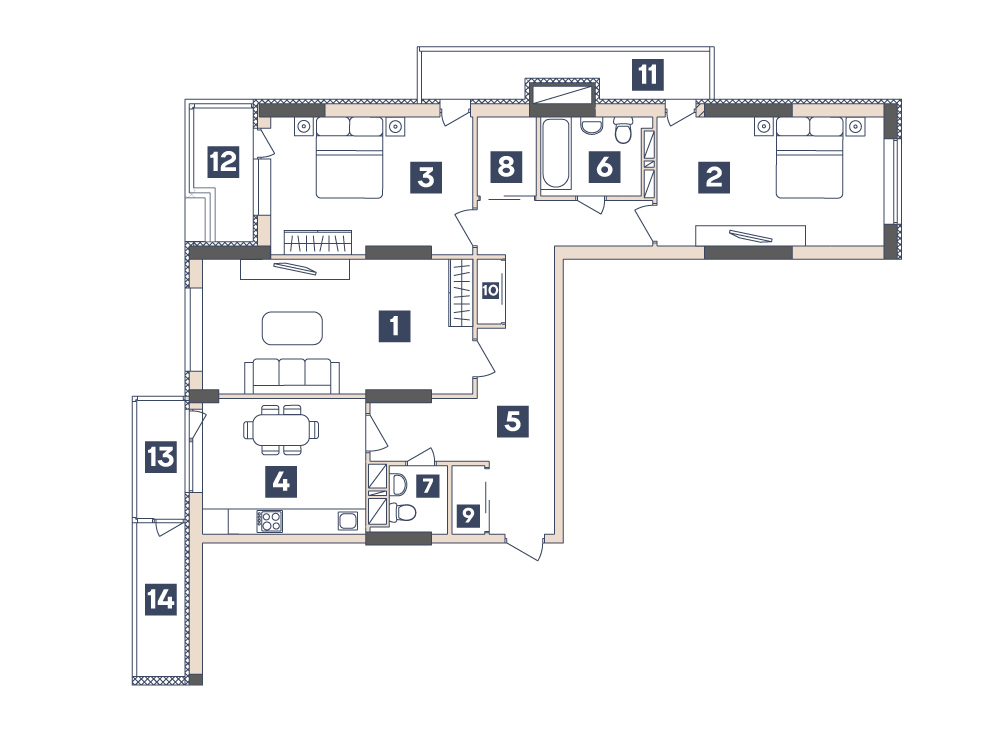 3-кімнатна 96.65 м² в ЖК Central від 19 900 грн/м², Запоріжжя