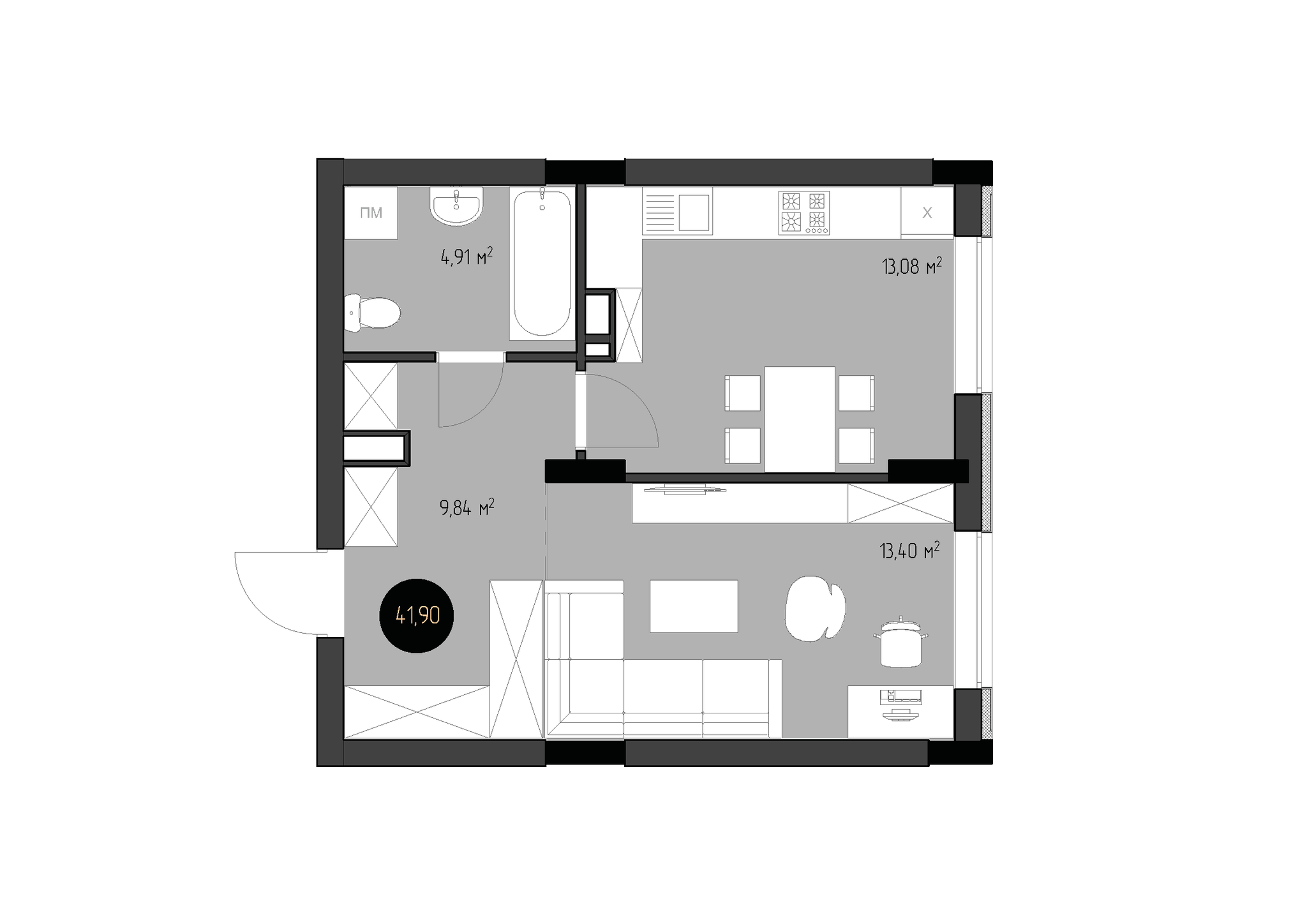 1-кімнатна 41.9 м² в ЖК White Tower від забудовника, Кропивницький