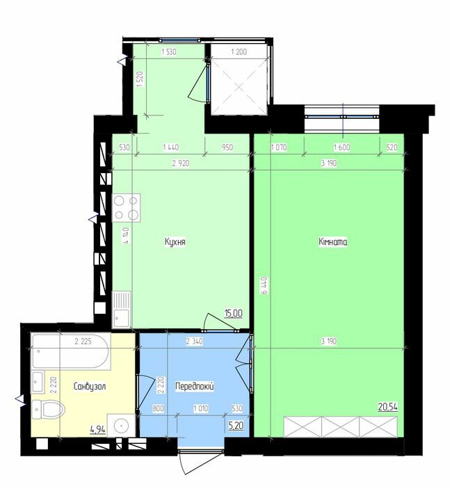 1-комнатная 45.68 м² в ЖК Престиж от 12 500 грн/м², г. Энергодар