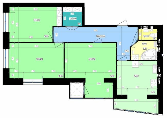 3-кімнатна 88.11 м² в ЖК Престиж від 15 500 грн/м², м. Енергодар