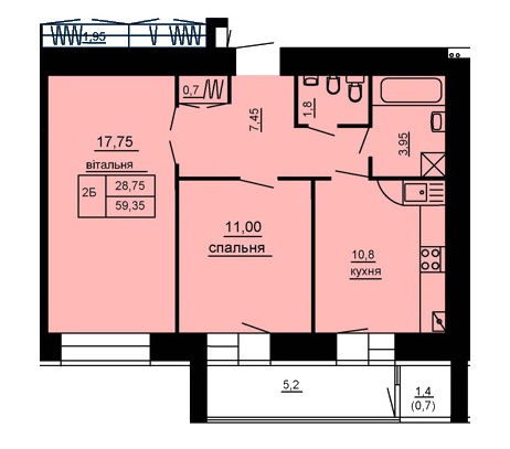 2-комнатная 59.35 м² в ЖК Парковый комплекс от 16 000 грн/м², Тернополь