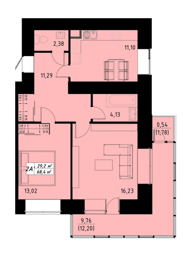 2-комнатная 68.4 м² в ЖК по пер. Галицкий от 15 000 грн/м², Тернополь