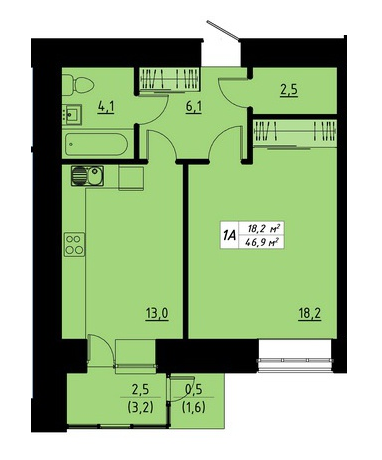 1-кімнатна 46.9 м² в ЖК Green Line від 14 350 грн/м², Тернопіль