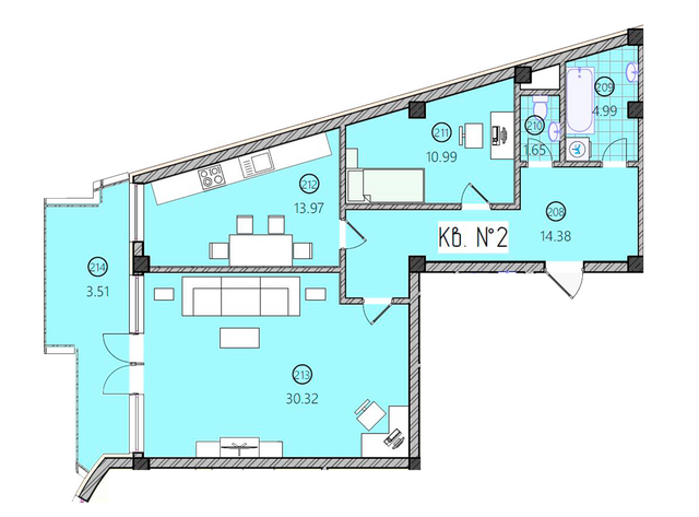 2-комнатная 79.81 м² в ЖК Закарпатский от 18 350 грн/м², Ужгород