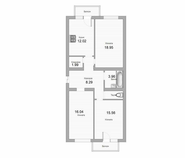 3-кімнатна 81 м² в ЖК Радищева від 16 400 грн/м², Ужгород