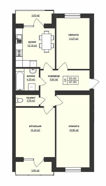 3-комнатная 83 м² в ЖК Тетрис от 22 550 грн/м², Ужгород