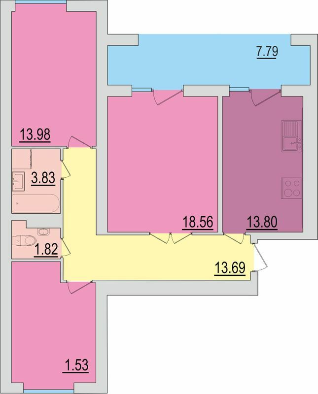 3-комнатная 85 м² в ЖК Перлина Дніпра от 12 600 грн/м², Черкассы