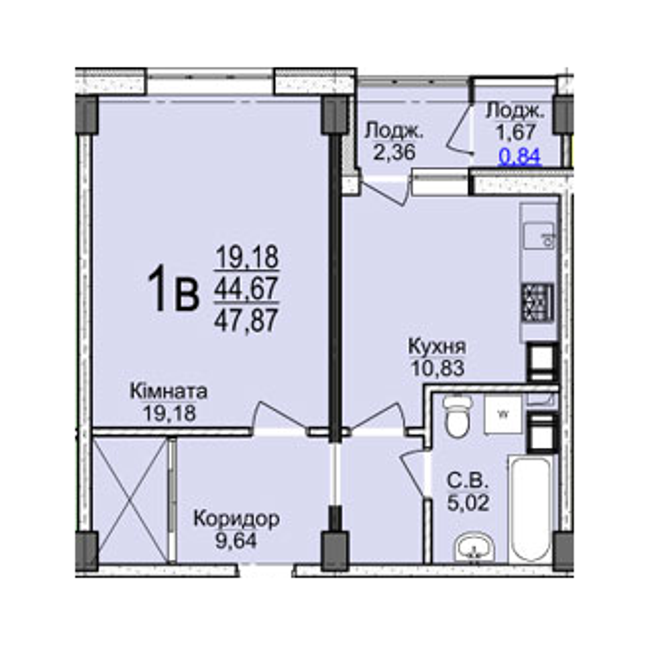 1-кімнатна 47.87 м² в ЖК Свято-Троїцький посад від 18 500 грн/м², Черкаси