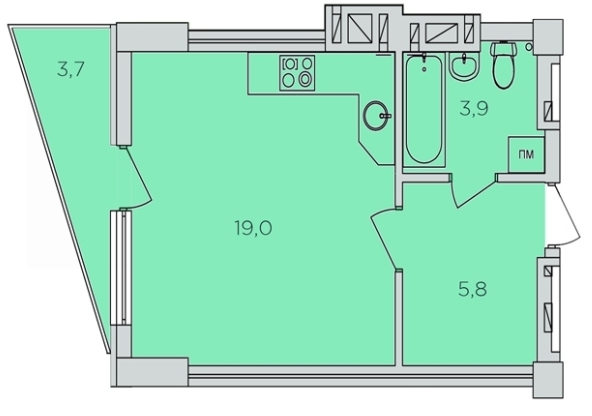 1-кімнатна 29.9 м² в ЖК 360 від забудовника, Рівне