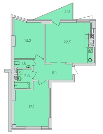 2-кімнатна 67.6 м² в ЖК 360 від 19 600 грн/м², Рівне